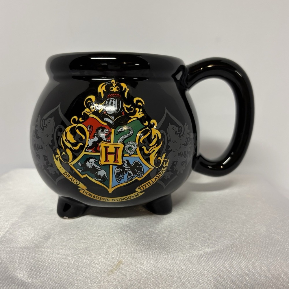 Harry Potter Coffee Mug Hogwarts Houses Black Cauldron 20 oz Silver Buffalo